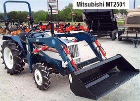 Mitsubishi dMT2501 tractor parked outside in a lot at a dealership